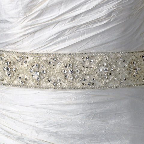 * Crystal & Bugle Beaded Bridal Wedding Sash Belt 12