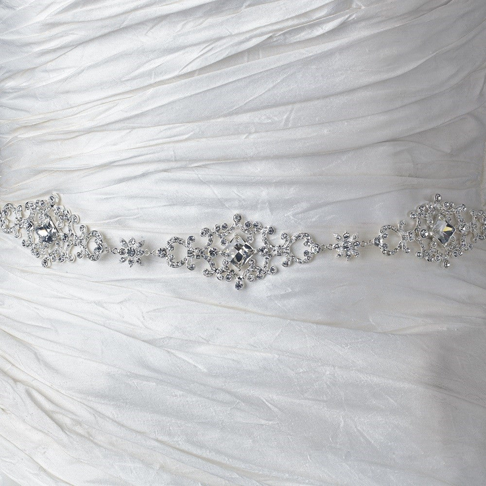 Clear Rhinestone Bridal Wedding Belt 299 with Ribbon