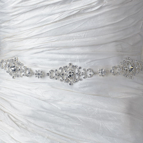 Clear Rhinestone Bridal Wedding Belt 299 with Ribbon