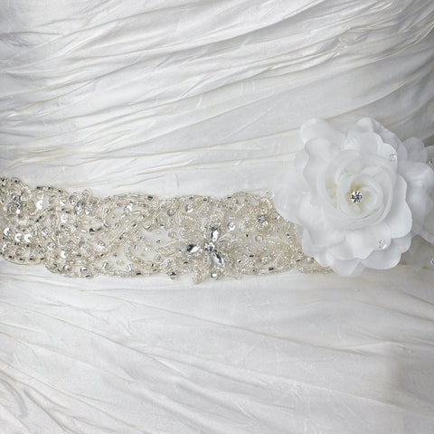 Ivory Lace Beaded Embroidered Flower Applique Bridal Wedding Belt 277