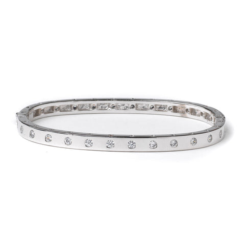 Rhodium Clear CZ Bangle Bridal Wedding Bracelet 82080