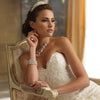 Antique Silver Diamond White Freshwater Pearl & Swarovski Crystal Bead Bridal Wedding Clasp Bridal Wedding Bracelet 8782