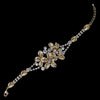 Gold Clear Rhinestone Flower Clasp Bridal Wedding Bracelet