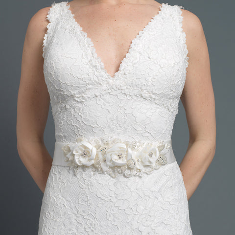 Women's belt Crystal Wedding Belts Satin Rhinestone Wedding Dress Belt  Wedding Accessories Bridal Ribbon Sash Belt Snow bud color