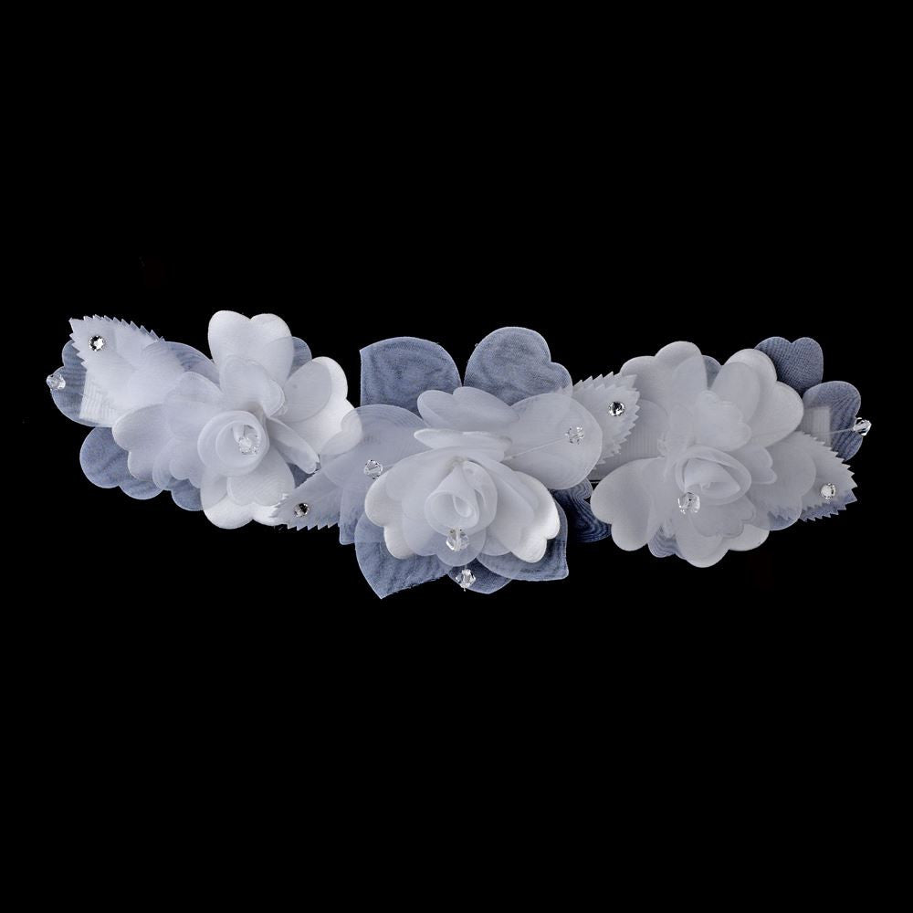 Triple Organza Flower with Swarovski crystal & rhinestone Bridal Wedding Hair accent or Bridal Wedding Brooch 142