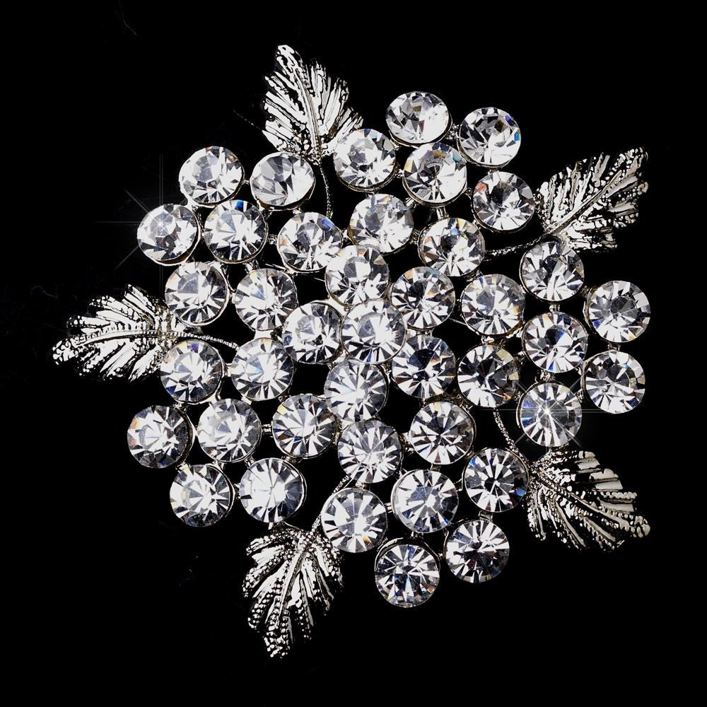 Silver Flower Bridal Wedding Brooch 149