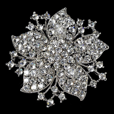 Elegant Vintage Crystal Bridal Wedding Hair Pin for Bridal Wedding Hair or Gown Bridal Wedding Brooch 15 Silver Clear