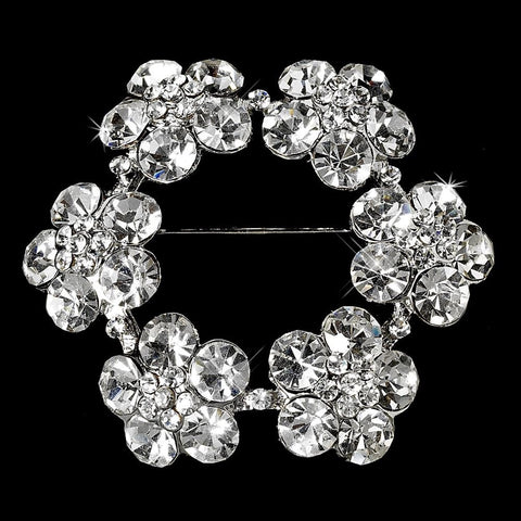 Elegant Wreath Bridal Wedding Hair Pin for Bridal Wedding Hair or Gown Bridal Wedding Brooch 21 Antique Silver Clear with Rhinestones