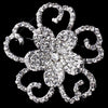 Antique Silver Clear Rhinestone Flower Bridal Wedding Brooch 220