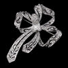 Silver Clear Curly Ribbon Bridal Wedding Brooch 230