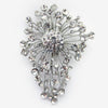 Antique Rhodium Silver Clear Bridal Wedding Brooch 233