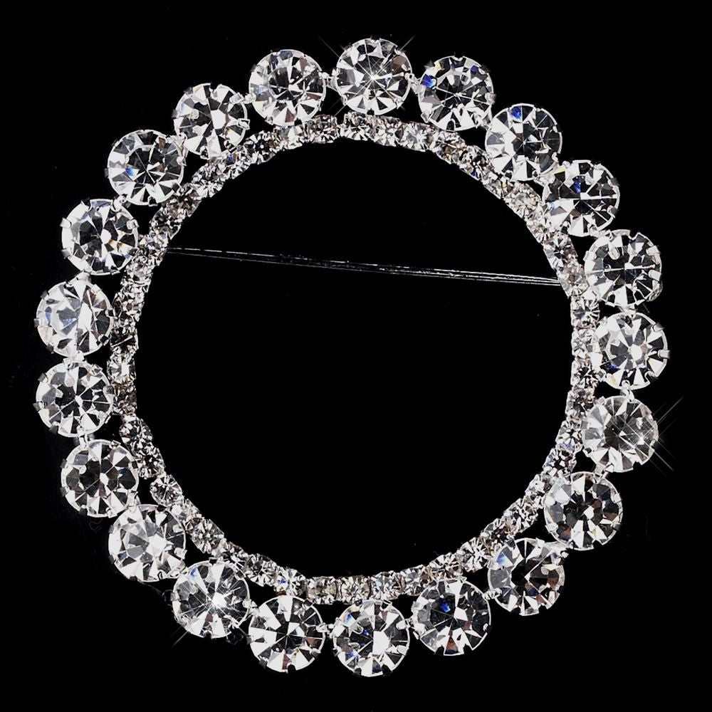 Silver Rhinestone Wreath Bridal Wedding Brooch 30251