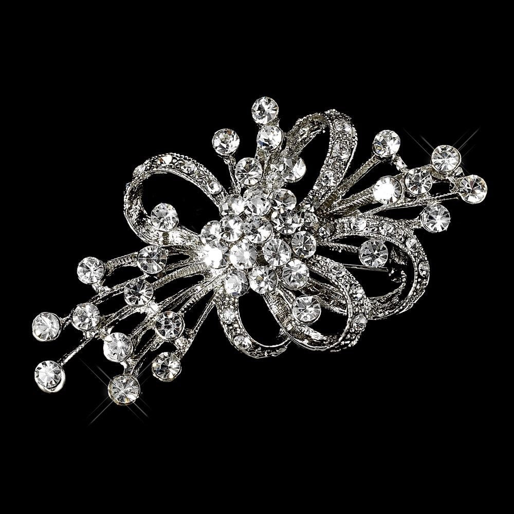 Elegant Rhinestone Vintage Bridal Wedding Bouquet Bridal Wedding Brooch 3161 Antique Silver