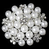 Silver Diamond White Pearl Rhinestone Bridal Wedding Brooch 31