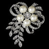 Antique Silver Rhinestone & Diamond White Pearl Vintage Vine Bridal Wedding Bouquet Bridal Wedding Brooch 35