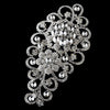 * Antique Silver Clear Rhinestone Floral Bridal Wedding Brooch 404