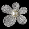 * Bridal Wedding Brooch 66 Antique Silver Diamond White Pearls and Rhinestones