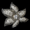 * Hematite Dark Silver Clear Rhinestone Bridal Wedding Brooch 67