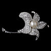 * Bridal Wedding Brooch 68 Antique Silver Rhinestones and Diamond White Pearl