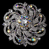 Bridal Wedding Brooch 79 Antique Silver Clear AB Rhinestones