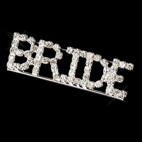 * Bridal Wedding Brooch 9005 Bride Silver with Rhinestones