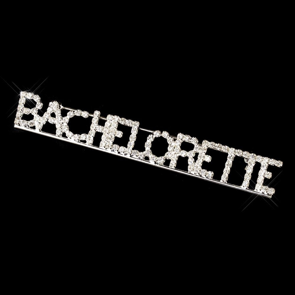 * Bridal Wedding Brooch 9006 Bachelorette Silver with Rhinestones