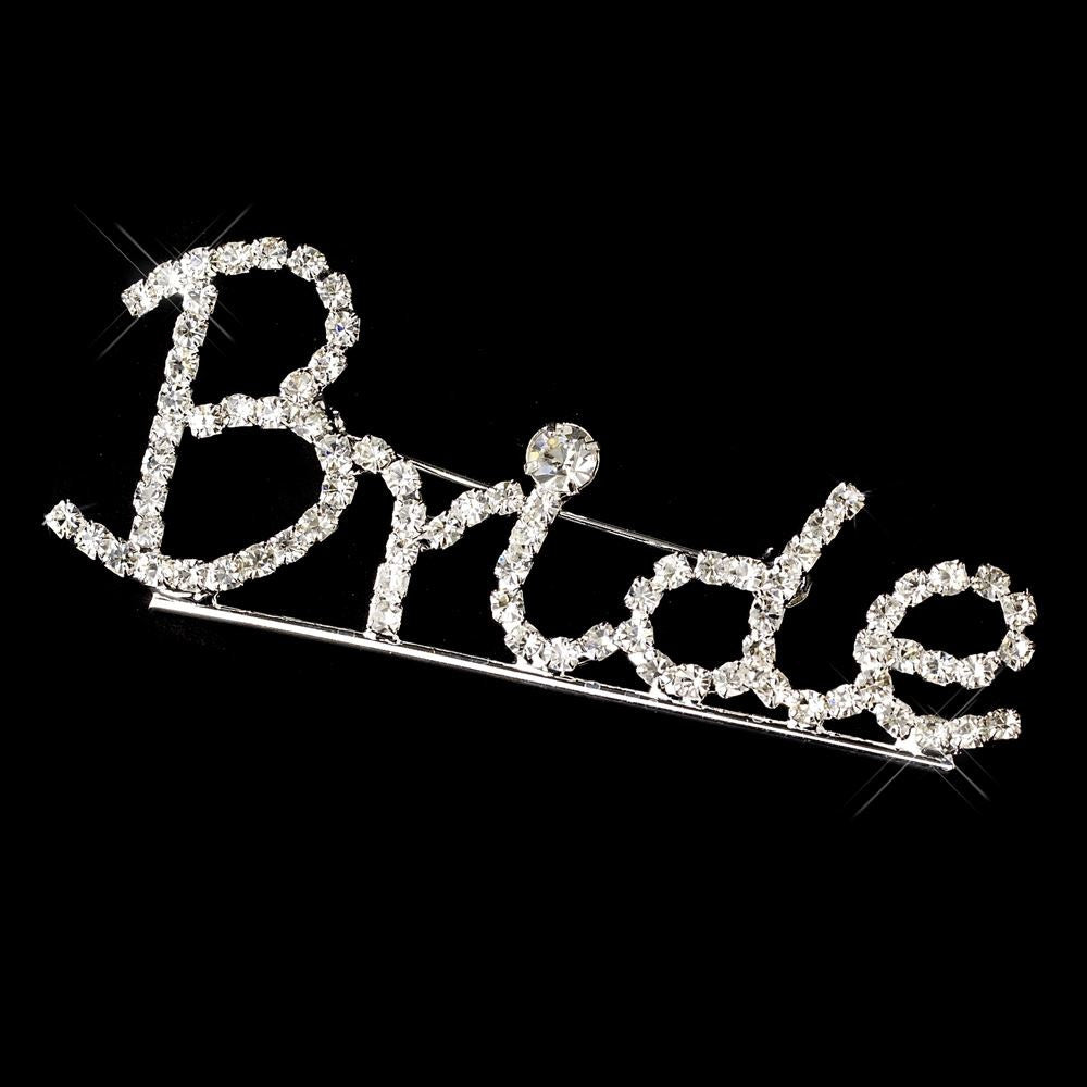 * Bridal Wedding Brooch 9007 Bride Silver with Rhinestones