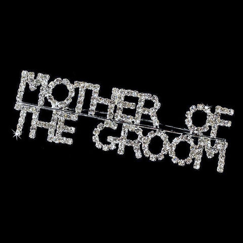 Silver with Rhinestones Mother Of The Groom Bridal Wedding Brooch 9012