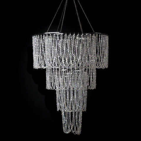 Extra Large 4 Tiered Diamond Cut Crystal Beaded Swag Chandelier 13 AB