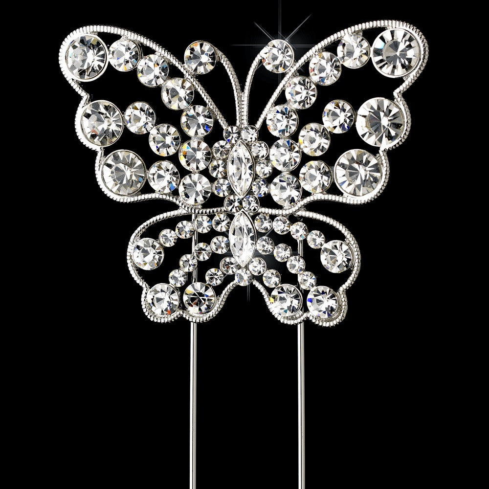 Rhinestone Covered Butterfly Cake Topper in Sterling Silver 1026