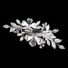 Silver Ivory Enameled Flower Bridal Wedding Hair Clip 34 w/ Swarovski Crystal Beads & Rhinestones