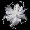 Delightful White Flower Bridal Wedding Hair Comb/Bridal Wedding Hair Clip w/ Soft Feathers & Silver Clear Rhinestones 8269