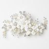 Silver Ivory Freshwater Pearl & Rhinestone Flower Bridal Wedding Hair Clip 9636
