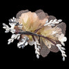 Peach Ivory Rhinestone Pearl Organza Mesh Flower Bridal Wedding Hair Clip