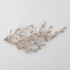 Light Gold Champagne Pearl & Rhinestone Leaf Bridal Wedding Hair Clip 10006