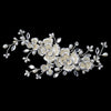 Ivory Freshwater Pearl Flower Bridal Wedding Hair Clip with Rhinestone Accents