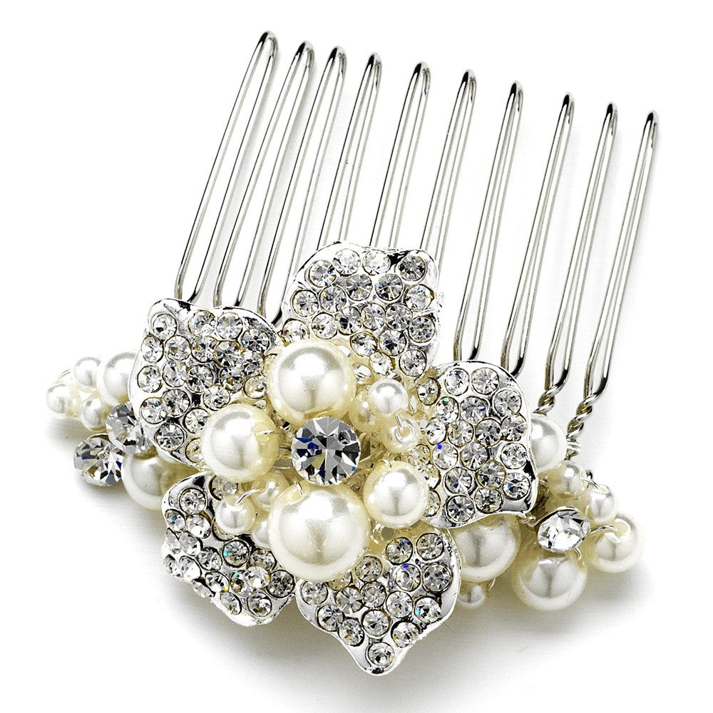 Silver Plated Bridal Wedding Hair Comb 3473