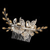 Light Gold Champagne Enameled Flower Bridal Wedding Hair Comb w/ Rhinestones 40
