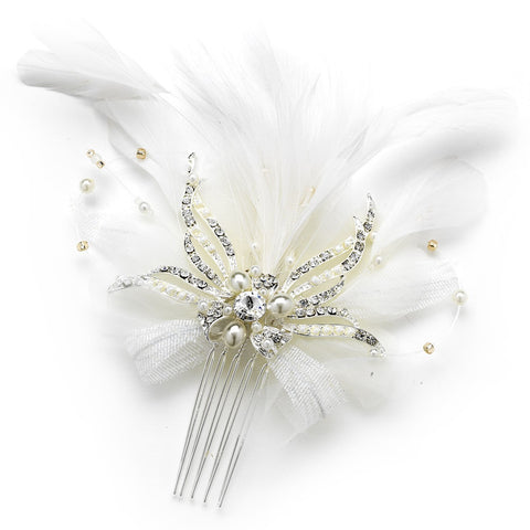 Vintage Feather Bridal Wedding Hair Accent Bridal Wedding Hair Comb 7812 or Bridal Wedding Hair Clip/Bridal Wedding Brooch 7812