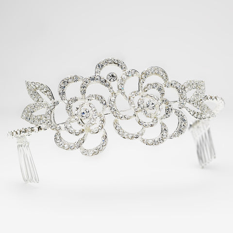 Sparkling Flower Rhinestone Covered Bridal Wedding Hair Comb Bridal Wedding Headband 9623