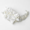 Silver Ivory Pearl, Rhinestone & Bugle Bead Accent Bridal Wedding Hair Comb 9647