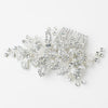 Silver Clear Rhinestone & Crystal Bead Floral Bridal Wedding Hair Comb 9651