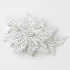 Diamond White Fabric Accented w/ Bugle Bead, Rhinestone & Pearl Bridal Wedding Hair Comb 9656