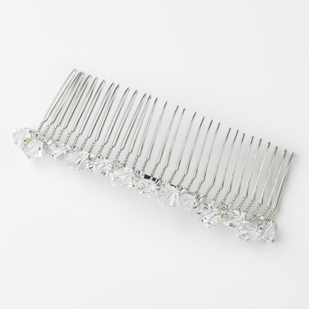 Silver Clear Crystal Bead Bridal Wedding Hair Comb 9660