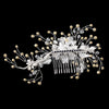 Silver Clear Floral Bridal Wedding Hair Vine Bridal Wedding Hair Comb with Twigs of Rhinestones, Swarovski Crystal Beads & Freshwater Pearls