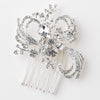Silver Flower Gemstone & Rhinestone Swirl Bridal Wedding Hair Comb