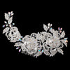 Silver Floral Bridal Wedding Hair Comb with AB & Clear Rhinestones