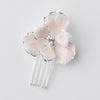 Silver Rhinestone & Light Blush Enameled Floral Accent Bridal Wedding Hair Pin 1517