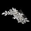 Silver Ivory Pearl & Rhinestone Flower Leaf Bridal Wedding Hair Comb 36