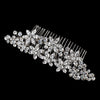 Rhodium Silver Floral Flexible Rhinestone Bridal Wedding Hair Comb 57